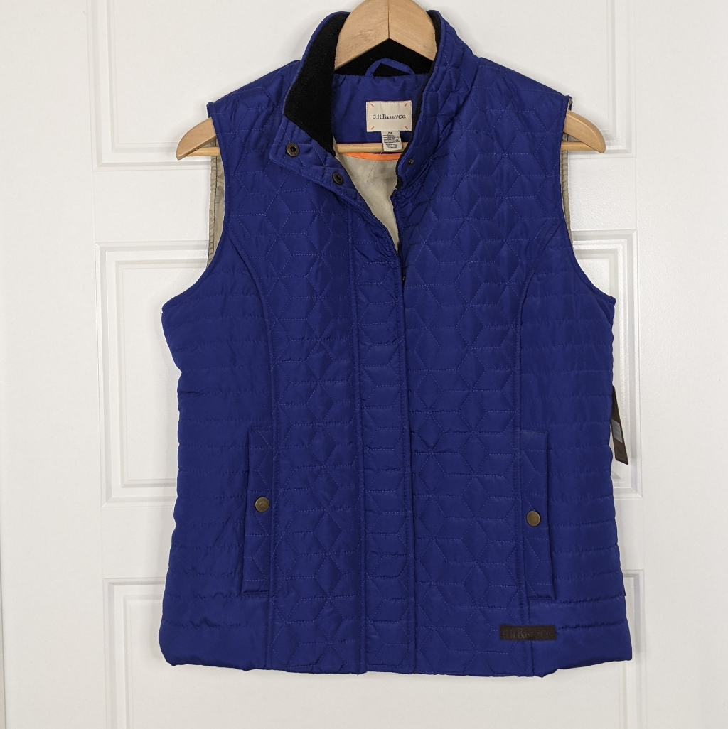 New Women's Lined Vintage Quilted Blue Vest M Outdoor Cabincore Hiking Layering